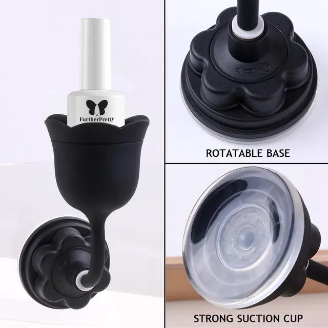 Alt view image 5 of 6 - No Spill Nail Polish Holder Stand, Rotatable Gel Bottle Rest | Tulip Flower Shape Nail Polish Bottle Holder with Suction Cup, Tilted Anti Spill Design for Gel Polish Manicure Pedicure Tool