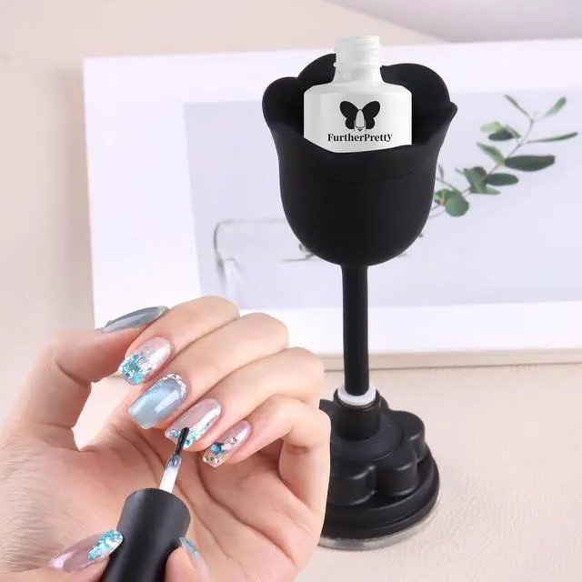 Alt view image 6 of 6 - No Spill Nail Polish Holder Stand, Rotatable Gel Bottle Rest | Tulip Flower Shape Nail Polish Bottle Holder with Suction Cup, Tilted Anti Spill Design for Gel Polish Manicure Pedicure Tool