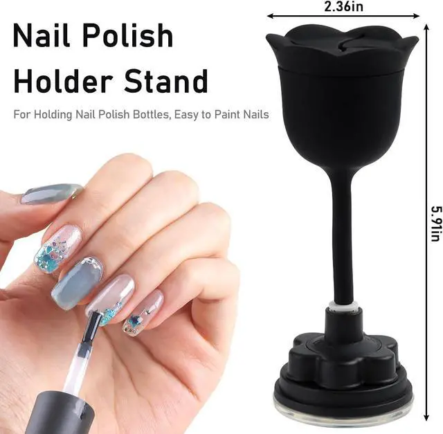 Alt view image 2 of 6 - No Spill Nail Polish Holder Stand, Rotatable Gel Bottle Rest | Tulip Flower Shape Nail Polish Bottle Holder with Suction Cup, Tilted Anti Spill Design for Gel Polish Manicure Pedicure Tool