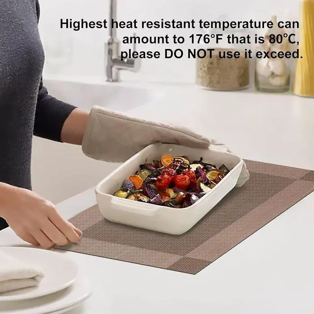Alt view image 3 of 7 - Aofmee Placemats Set of 4, Heat Resistant Place Mats, Washable Durable PVC Table Mats, Woven Vinyl Plastic Placemats for Dining Table, Non-Slip Stain Resistant Kitchen Table Placemats, Easy to Clean