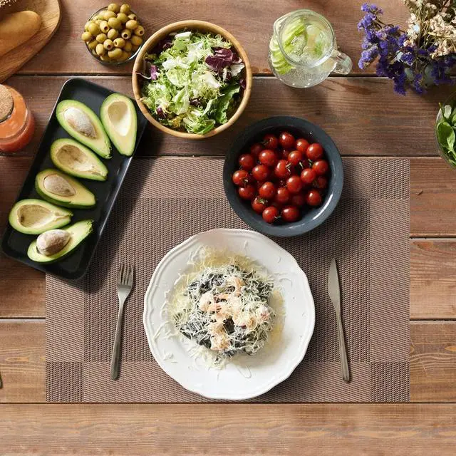 Alt view image 5 of 7 - Aofmee Placemats Set of 4, Heat Resistant Place Mats, Washable Durable PVC Table Mats, Woven Vinyl Plastic Placemats for Dining Table, Non-Slip Stain Resistant Kitchen Table Placemats, Easy to Clean