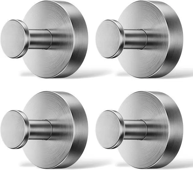 Main image of Suction Cup Hooks for Shower, Heavy Duty No Drill Bathroom Hooks for Towels, Robes and Loofahs, Reusable Waterproof Hooks for Glass, Mirror and Tile, Brushed Nickel, 4 Pack
