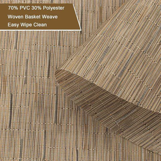 Alt view image 4 of 7 - SHACOS Wedge Shape Placemats Set of 4 Woven Vinyl Placemat for Round Table | Curved Place Mats Washable Wipeable Non Slip Heat Resistant Kitchen Dining Table Mats Indoor Outdoor (4, Tan)