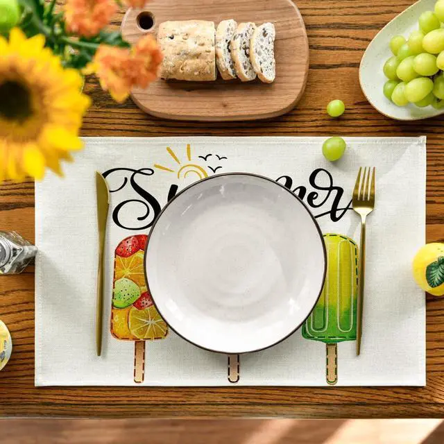 Alt view image 2 of 7 - Artoid Mode Popsicles Summer Placemats Set of 4, 12x18 Inch Seasonal Spring Holiday Table Mats for Party Kitchen Dining Decoration
