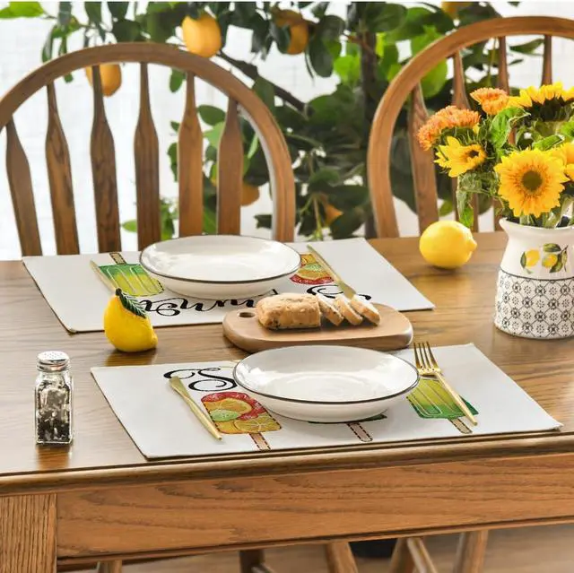 Alt view image 4 of 7 - Artoid Mode Popsicles Summer Placemats Set of 4, 12x18 Inch Seasonal Spring Holiday Table Mats for Party Kitchen Dining Decoration