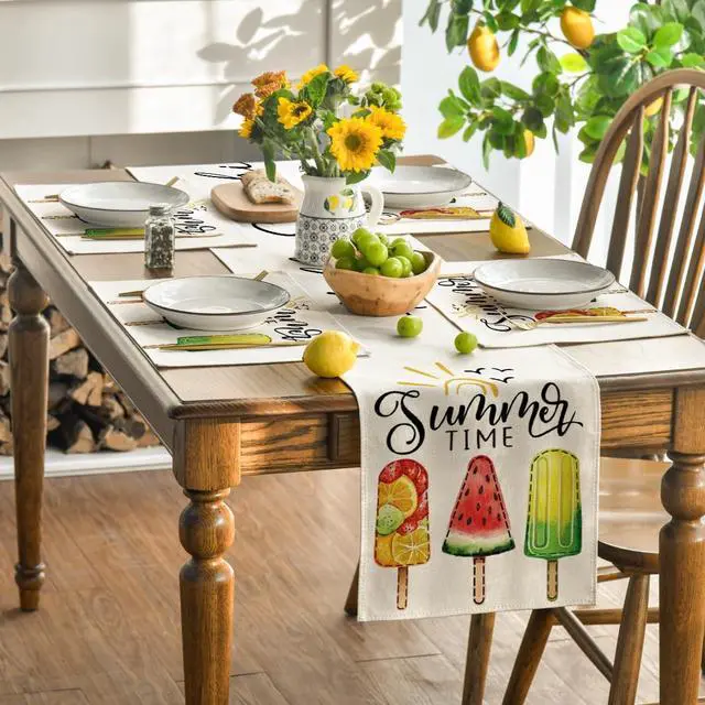 Alt view image 5 of 7 - Artoid Mode Popsicles Summer Placemats Set of 4, 12x18 Inch Seasonal Spring Holiday Table Mats for Party Kitchen Dining Decoration