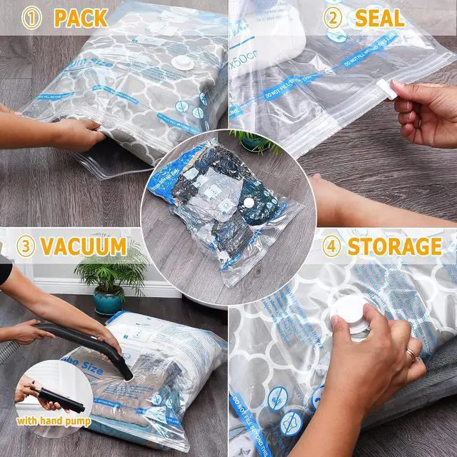 Alt view image 5 of 5 - MEIQIHOME Vacuum Storage Bags, Space Saver Sealer Bags,Vacuum seal bags for clothing, Pillows, Comforters, Blankets, Bedding,Travel,6 LARGE