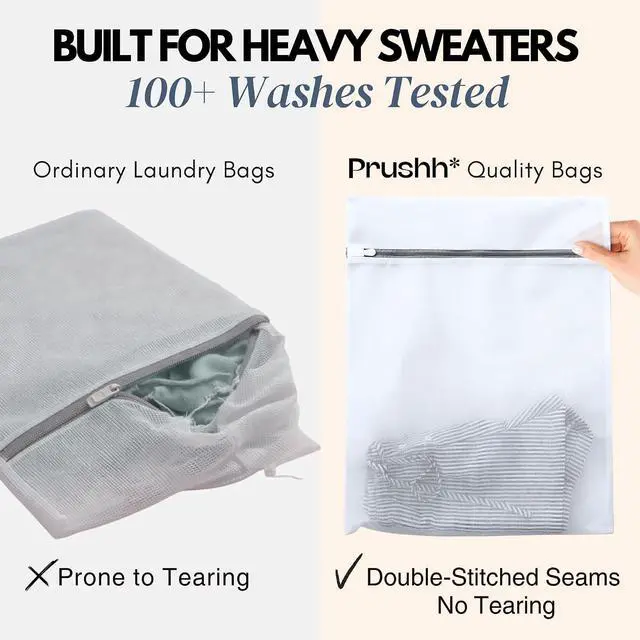 Alt view image 6 of 7 - 3Pc Spacious Durable Mesh Laundry Bags (16x20 Inches) Protects Delicates, Fine Mesh for Uniform Wash & Dry, Auto-Lock Zipper, Washer-Friendly, For Home, Dorm or Storage, Fits Socks to Sweaters