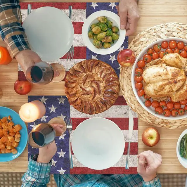 Alt view image 5 of 7 - Whaline 50Pcs Patriotic Paper Placemats Vintage American Flag Disposable Place Mats 4th of July Rectangle Table Mats for 250th Anniversary Independence Day Memorial Day Home Kitchen Decor