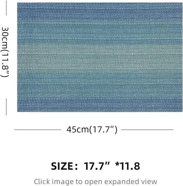 Alt view image 6 of 7 - Blue Placemats Set of 4 Anti-Slip Waterproof Table Mat | Washable, Vinyl Woven, Non-Slip, Stain-Resistant, Indoor/Outdoor,waterproof