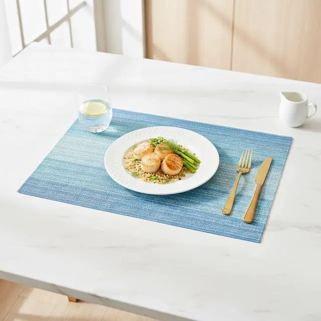 Alt view image 7 of 7 - Blue Placemats Set of 4 Anti-Slip Waterproof Table Mat | Washable, Vinyl Woven, Non-Slip, Stain-Resistant, Indoor/Outdoor,waterproof