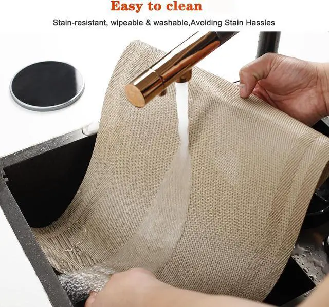 Alt view image 5 of 7 - Beige Vinyl Placemats Set of 4,Washable Dining PVC Table Mats | Heat resistant, stain resistant non slip vinyl place mats, washable beige table placemats for dining table