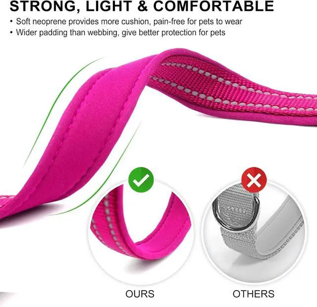 Alt view image 3 of 6 - azuza Reflective Dog Collar, Neoprene Padded Small Dog Collar, Hot Pink, S