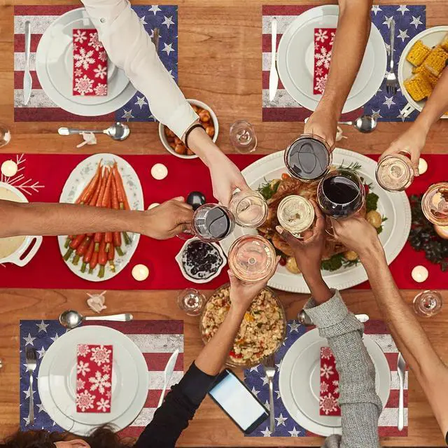 Alt view image 6 of 7 - Whaline 50Pcs Patriotic Paper Placemats Vintage American Flag Disposable Place Mats 4th of July Rectangle Table Mats for 250th Anniversary Independence Day Memorial Day Home Kitchen Decor