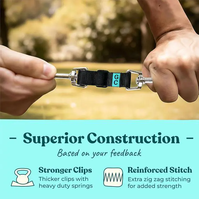 Alt view image 2 of 6 - Gentle Creatures Collar Companion Adjustable Dog Safety Backup Clip | for harness, prong, pinch, martingale collars; double-ended swivel clasp; anti-escape; prong collar safety clip