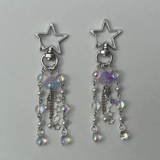 Alt view image 6 of 7 - Cute Jellyfish Keychain,Y2K Star Bag Charms Blue Purse Car Accessories | Cute Y2K Car Keychains for Women Girls Jellyfish Bag Charms Purse Accessories Star Jelly Decor