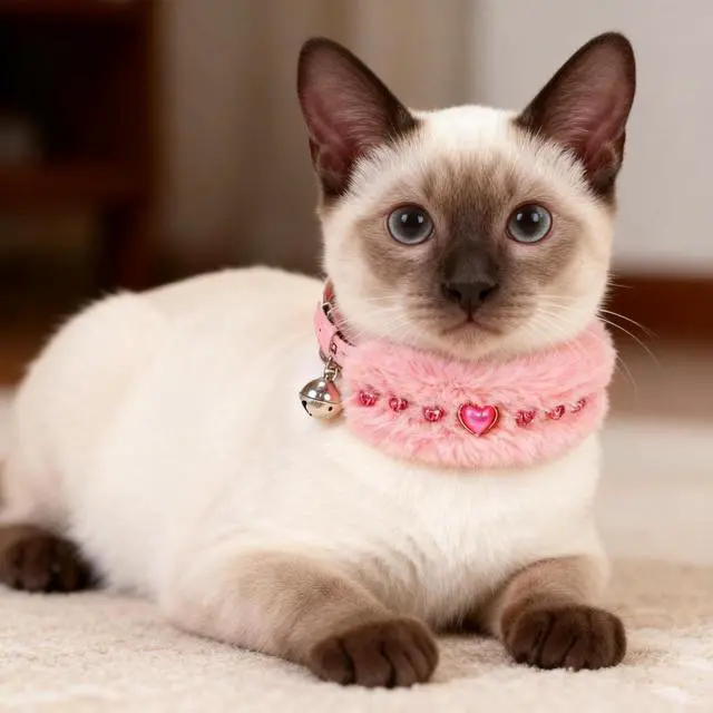 Alt view image 6 of 7 - EXPAWLORER Leather Cat Collar for Girl Boy Cats,Pink(Plush & Heart Rivet) | Adjustable Pet Collar with Safety Elastic Belt,Personalized Punk Accessories Buckle Collars with Bell for Small Dogs