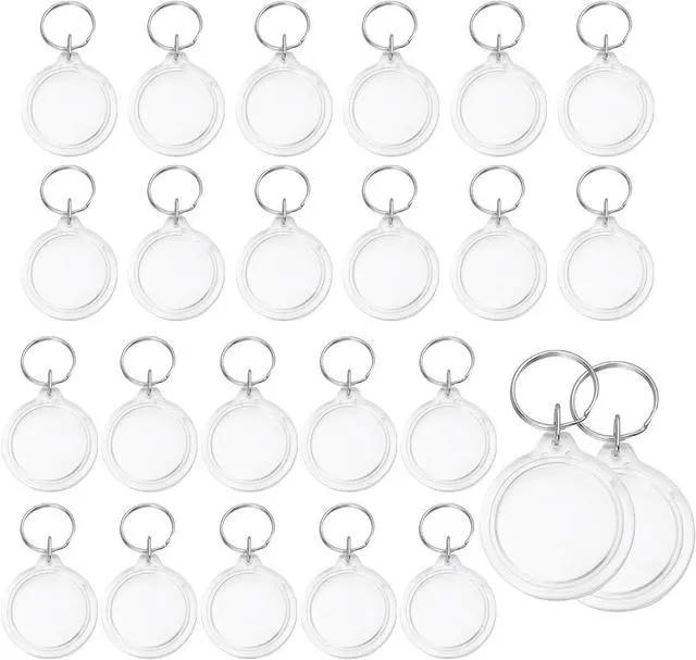 Main image of 25Pcs 1.42inch Transparent Round Photo Frame Key Chain Photo Picture Logo Inserts Snap-in Keychain Pendant Acrylic Keys Ring Key Holder Organizer Keys Attachments