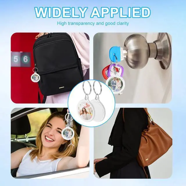 Alt view image 5 of 7 - 25Pcs 1.42inch Transparent Round Photo Frame Key Chain Photo Picture Logo Inserts Snap-in Keychain Pendant Acrylic Keys Ring Key Holder Organizer Keys Attachments