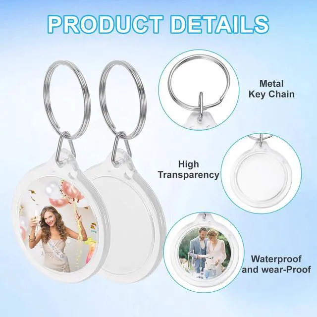 Alt view image 3 of 7 - 25Pcs 1.42inch Transparent Round Photo Frame Key Chain Photo Picture Logo Inserts Snap-in Keychain Pendant Acrylic Keys Ring Key Holder Organizer Keys Attachments