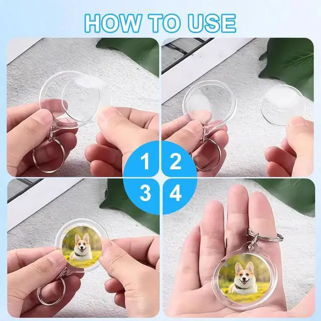 Alt view image 6 of 7 - 25Pcs 1.42inch Transparent Round Photo Frame Key Chain Photo Picture Logo Inserts Snap-in Keychain Pendant Acrylic Keys Ring Key Holder Organizer Keys Attachments