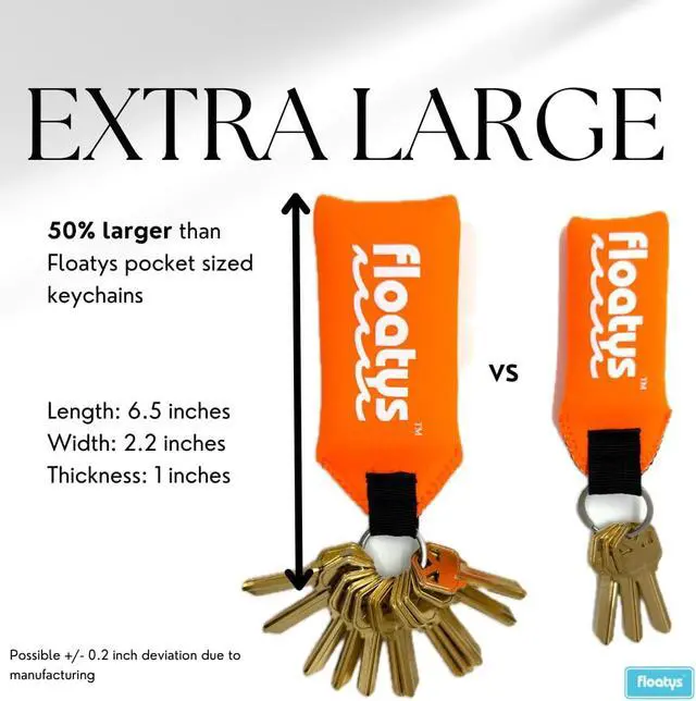 Alt view image 2 of 7 - Floating Keychain Neoprene | Extra Large Floats 12 Keys | 2 Pack | Bright Colors | Boating, Fishing, Kayaking, Water