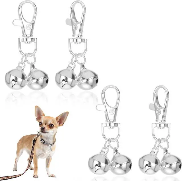 Main image of JJUNW 4 Pcs Mini Dog Collar Bells, Cat Bell, Silver Pet Pendant Accessories for Training, Loud Charms for Dogs and Cats