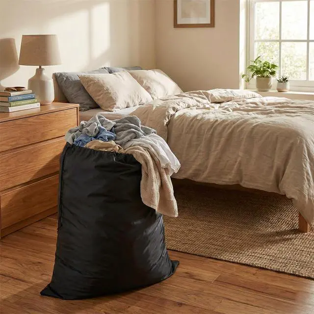 Alt view image 4 of 6 - Extra Large Laundry & Storage Bag (Black, 19"x27") | Lightweight, Dust & Moisture. Ideal for Blankets, Clothes, Pillows & Cushions for Moving, Dorms, Travel & Camping