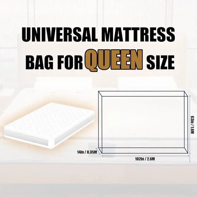 Alt view image 2 of 7 - Plastic Mattress Bag for Disposal Moving or Storage,Queen Size,1.5Mil | Moving Supplies, Waterproof, Mattress Protector Cover
