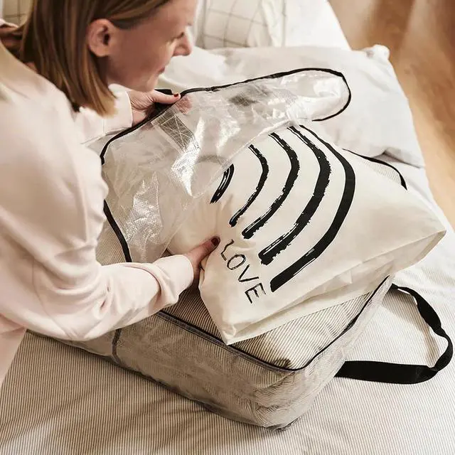 Alt view image 3 of 6 - Clear Storage Bags with Zipper and Handles, Under Bed Storage and Closet Organizers Containers, Blanket Bags for Clothes Pillow Bedding Moving and Packing Supplies, Pack of 1