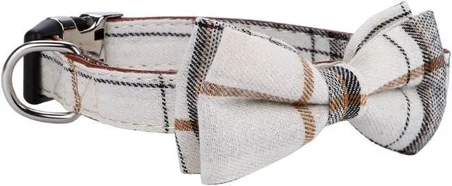 Alt view image 3 of 6 - Faleela Soft &Comfy Bowtie Dog Collar,Detachable and Adjustable Bow Tie Collar,for Small Medium Large Pet (S, Beige)