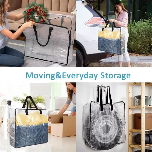 Alt view image 4 of 6 - Clear Storage Bags with Zipper and Handles, Under Bed Storage and Closet Organizers Containers, Blanket Bags for Clothes Pillow Bedding Moving and Packing Supplies, Pack of 1