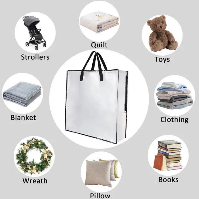 Alt view image 5 of 6 - Clear Storage Bags with Zipper and Handles, Under Bed Storage and Closet Organizers Containers, Blanket Bags for Clothes Pillow Bedding Moving and Packing Supplies, Pack of 1