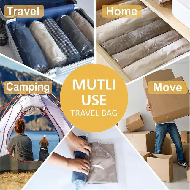 Alt view image 5 of 7 - Cozy Essential Compression Bags for Travel - Travel Essentials - 12 Pack Space Saver Plastic Packaging Bags - No Vacuum Needed - Compression Packing Bags for Cruise Accessories
