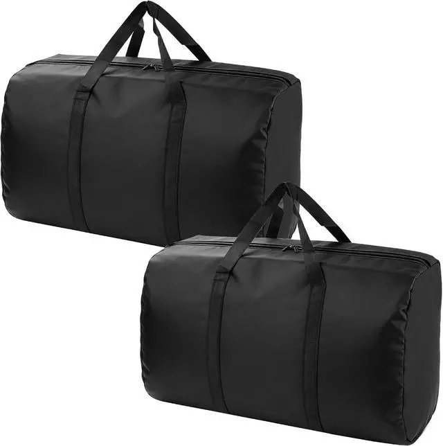 Main image of 2 Pack 96L Extra Large Moving Bags with Zippers & Carrying Handles for Storage, Packing, Traveling, Camping, Langdry, Big Heavy Duty Moving Totes Bags for Clothes, Supplies and Space Saving Black