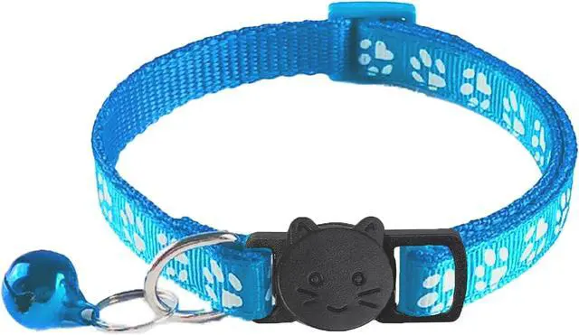 Alt view image 3 of 5 - 2 Pack Breakaway Cat Collars with Bells, Reflective Design and Claw Print Design, Safety Buckle Kitten Collars Adjustable from 7.5 to 12.5 Inches (Sky Blue)