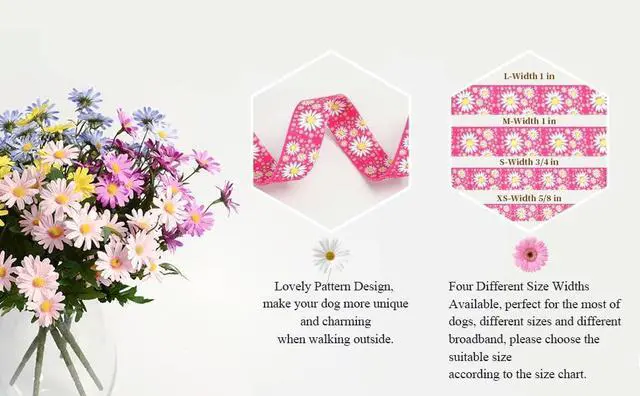 Alt view image 5 of 7 - Girl Dog Collars with Daisy Patterns, Cute Nylon Dog Collar for Puppy, Adjustable Soft Durable Pet Collars for Cat XS Small Medium Large Dogs (Light Blue, Large)
