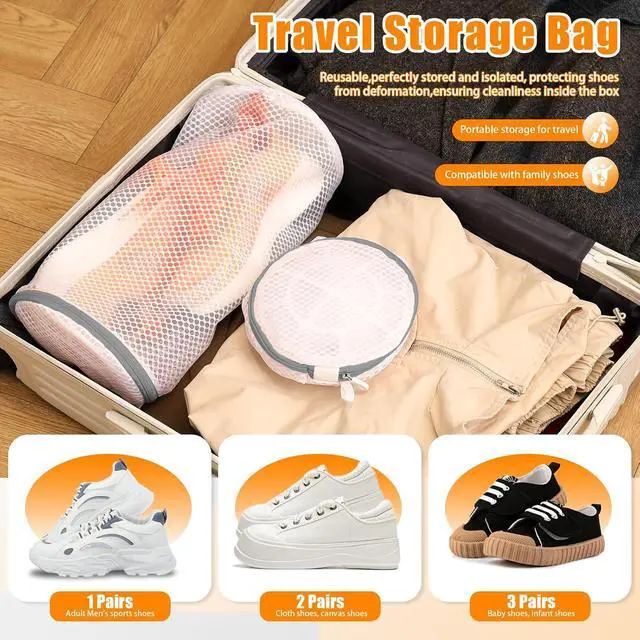 Alt view image 7 of 7 - Kimmama Shoe Washing Machine Bag, Mesh Laundry Bags for Sneaker, 7x15, 2Pcs | Shoe Bag for Washing Machine, Tennis, in Washer and Dryer, for Footwear, Trainers, Slippers, Prevent Tangling, Grey Zipper