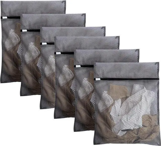 Main image of 6Pcs Durable Honeycomb Mesh Laundry Bags for Delicates 16 x 20 Inches, Gray