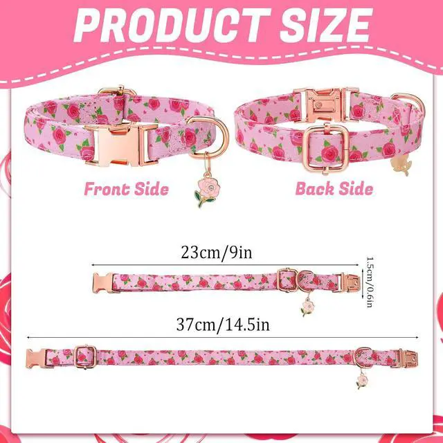 Alt view image 2 of 7 - 3 Pack Pink Dog Collars for Small Dogs Girl Dog Collar with Pendant | Girl Female Dogs Adjustable Puppy Collars Pet Collar