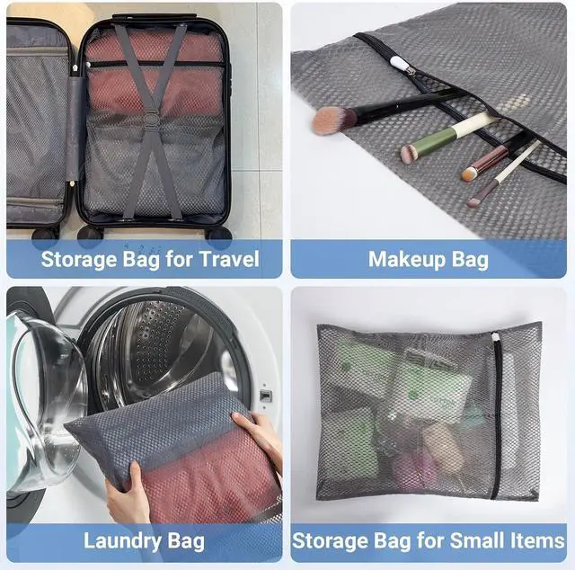 Alt view image 4 of 5 - 6Pcs Durable Honeycomb Mesh Laundry Bags for Delicates 16 x 20 Inches, Gray