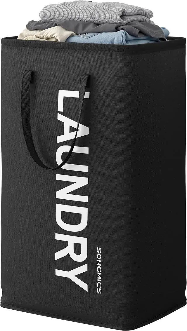 Main image of SONGMICS Laundry Hamper, 80 L Foldable Laundry Basket with Handle | Storage Basket with Handles for Laundry Room, Bedroom, Bathroom, Ink Black, STOWIT Collection URLH001BH01