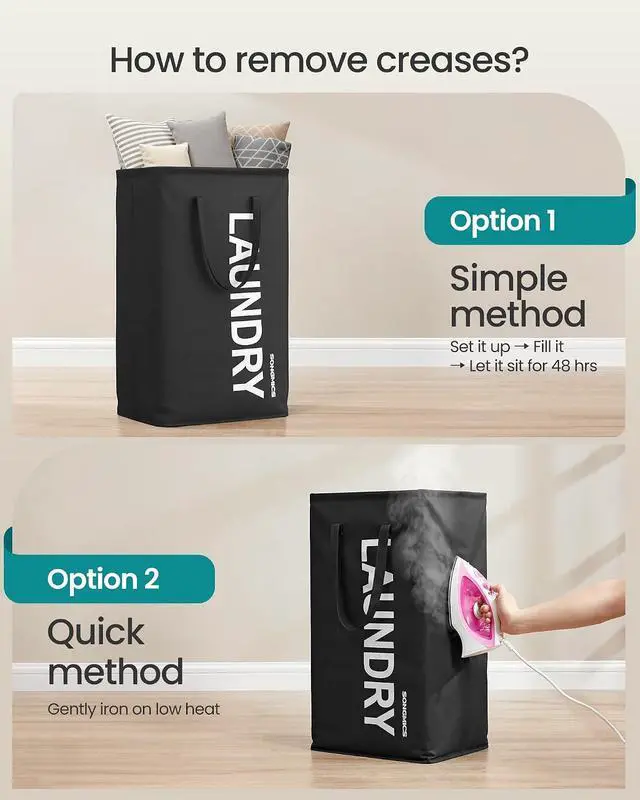 Alt view image 6 of 6 - SONGMICS Laundry Hamper, 80 L Foldable Laundry Basket with Handle | Storage Basket with Handles for Laundry Room, Bedroom, Bathroom, Ink Black, STOWIT Collection URLH001BH01