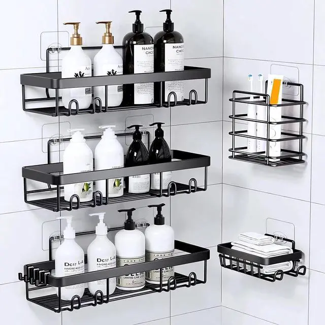 Alt view image 7 of 7 - 14 Pack Shower Caddy Adhesive Replacement, Waterproof Strong Hooks for Shower Caddy, No Drilling Bathroom Storage Shelves, Soap Holder, and Kitchen Racks (Clear 1 Hooks)