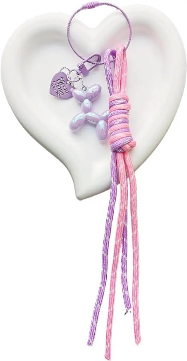 Main image of Paracord Rope Bag Charm with Key Ring, Colorful Braided Backpack Purse Tote Bag Charms for Women