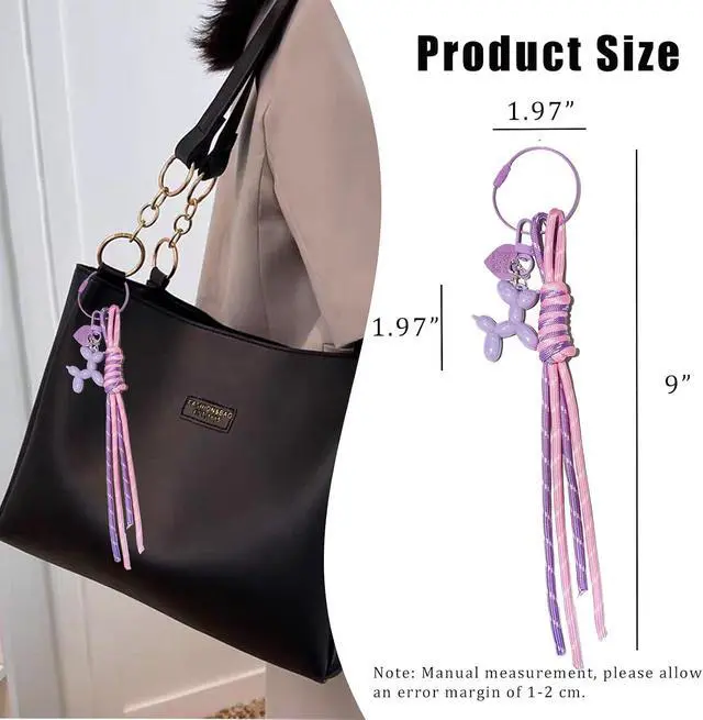Alt view image 3 of 7 - Paracord Rope Bag Charm with Key Ring, Colorful Braided Backpack Purse Tote Bag Charms for Women