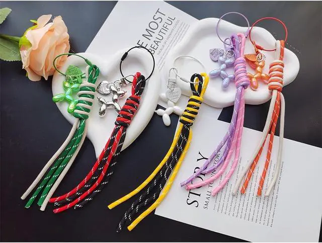 Alt view image 7 of 7 - Paracord Rope Bag Charm with Key Ring, Colorful Braided Backpack Purse Tote Bag Charms for Women