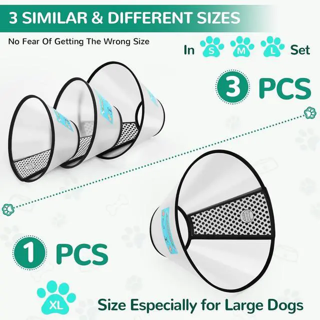 Alt view image 2 of 6 - GLADOG Soft Dog Cone Collar, 3 PCS (XL is Only 1 PCS) Flexible Plastic Cone for Dogs After Surgery, Dog Recovery Collar, Adjustable E-Collar for Large/Medium/Small Dogs Cat, Comfy Elizabethan Collar