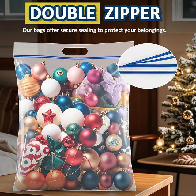 Alt view image 6 of 7 - 15 Gallon Large Resealable Storage Bags with zipper Top | 24" x 24" Heavy Duty Clear Bags with Handles, 4 Mil Thick - Perfect for Clothing, Pillows, Travel, and Moving (3-Pack)