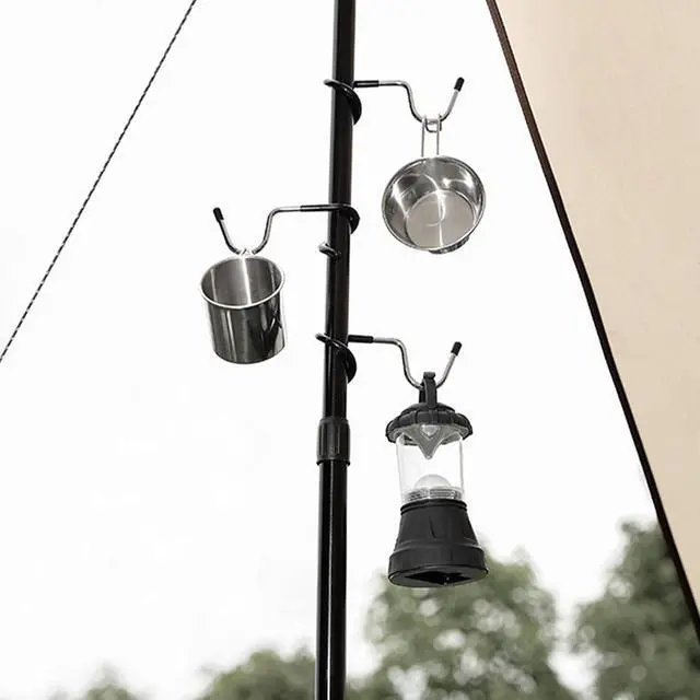 Alt view image 2 of 7 - 4PCs Garage Shelving Storage and Outdoor Camping Lantern Hooks, Non-Slip Bird Feeder and Kitchen Shelving Pole Hooks